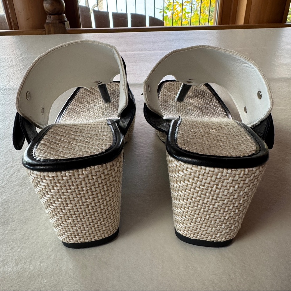 NWT Platform Thong Sandals White Black Adjustable (40) - Picture 14 of 17